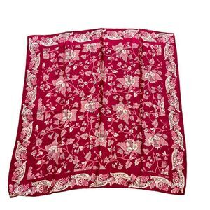 Diane Von Fusrtenberg 100% Silk Pink and White Floral Square Scarf